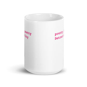 Pretty Pretty Detroit City Ceramic Coffee Mug 15 oz - White / Red