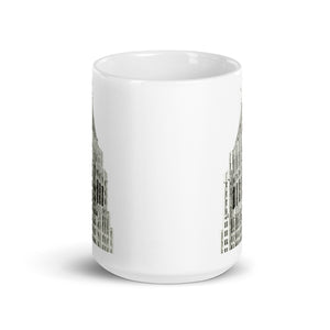 Fisher Building Detroit Ceramic Coffee Mug 15 oz - White / Black