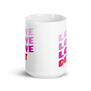 Love Love Love Det Ceramic Coffee Mug 15 oz - White mug