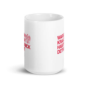 Warsaw Krakow Hamtramck Detroit Ceramic Coffee Mug 15 oz - White / Red Coffee Mug