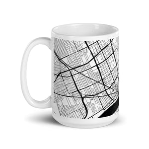 Detroit City Map Ceramic Coffee Mug 15 oz - White / Black mug