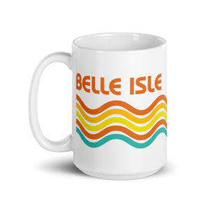 Belle isle Wave Ceramic Coffee Mug 15 oz - White / Multicolor mug