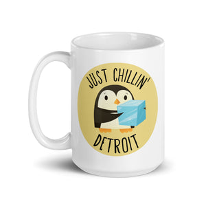 Just Chillin' Detroit Ceramic Coffee Mug 15 oz - White / Black