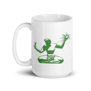 Spirit of Detroit Ceramic Coffee Mug 15 oz - White / Green