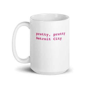 Pretty Pretty Detroit City Ceramic Coffee Mug 15 oz - White / Red