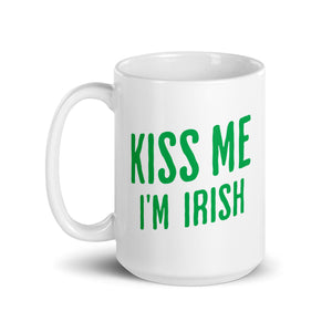 Kiss Me I'm Irish Ceramic Coffee Mug 15 oz - White