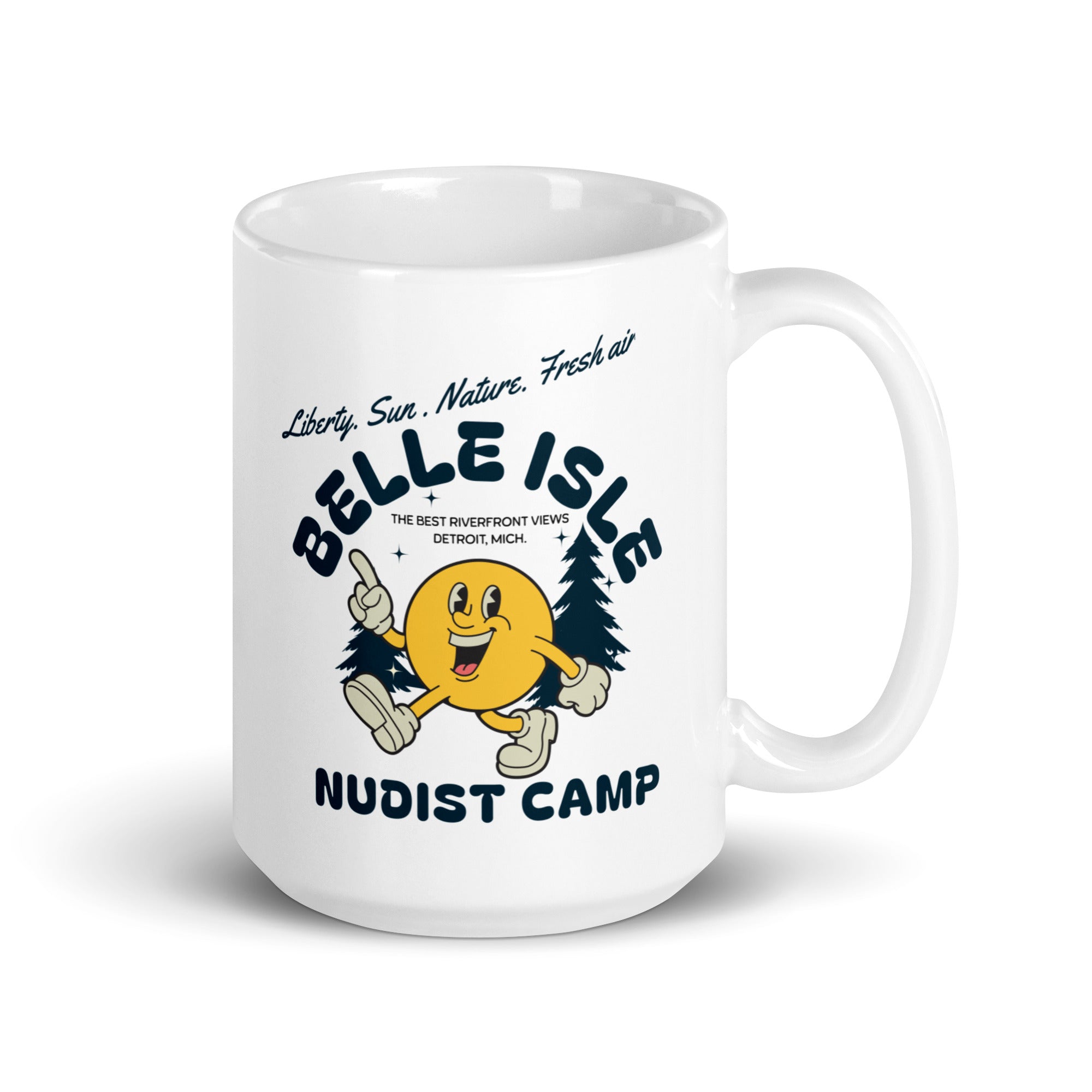 Belle Isle Nudist Camp Ceramic Coffee Mug 15 oz - White mug Default Title