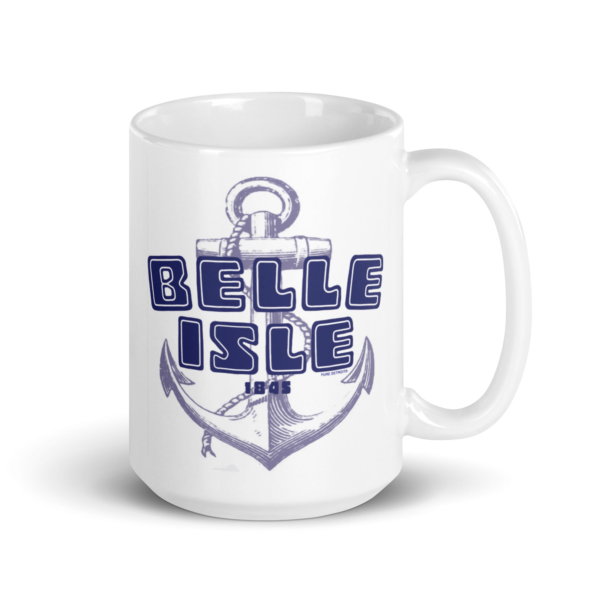 Belle isle Ceramic Coffee Mug 15 oz - White / Blue mug Default Title