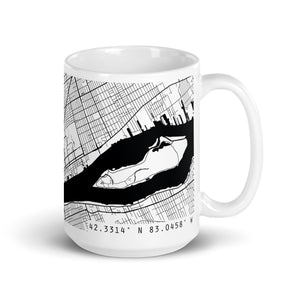 Detroit City Map Ceramic Coffee Mug 15 oz - White / Black mug Default Title