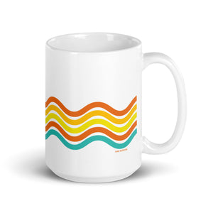 Belle isle Wave Ceramic Coffee Mug 15 oz - White / Multicolor mug Default Title