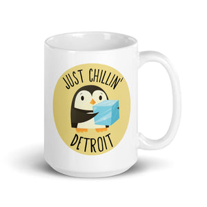 Just Chillin' Detroit Ceramic Coffee Mug 15 oz - White / Black Default Title