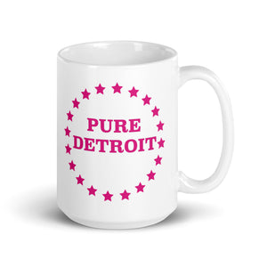 Pure Detroit Stars Ceramic Coffee Mug 15 oz - White / Pink Default Title