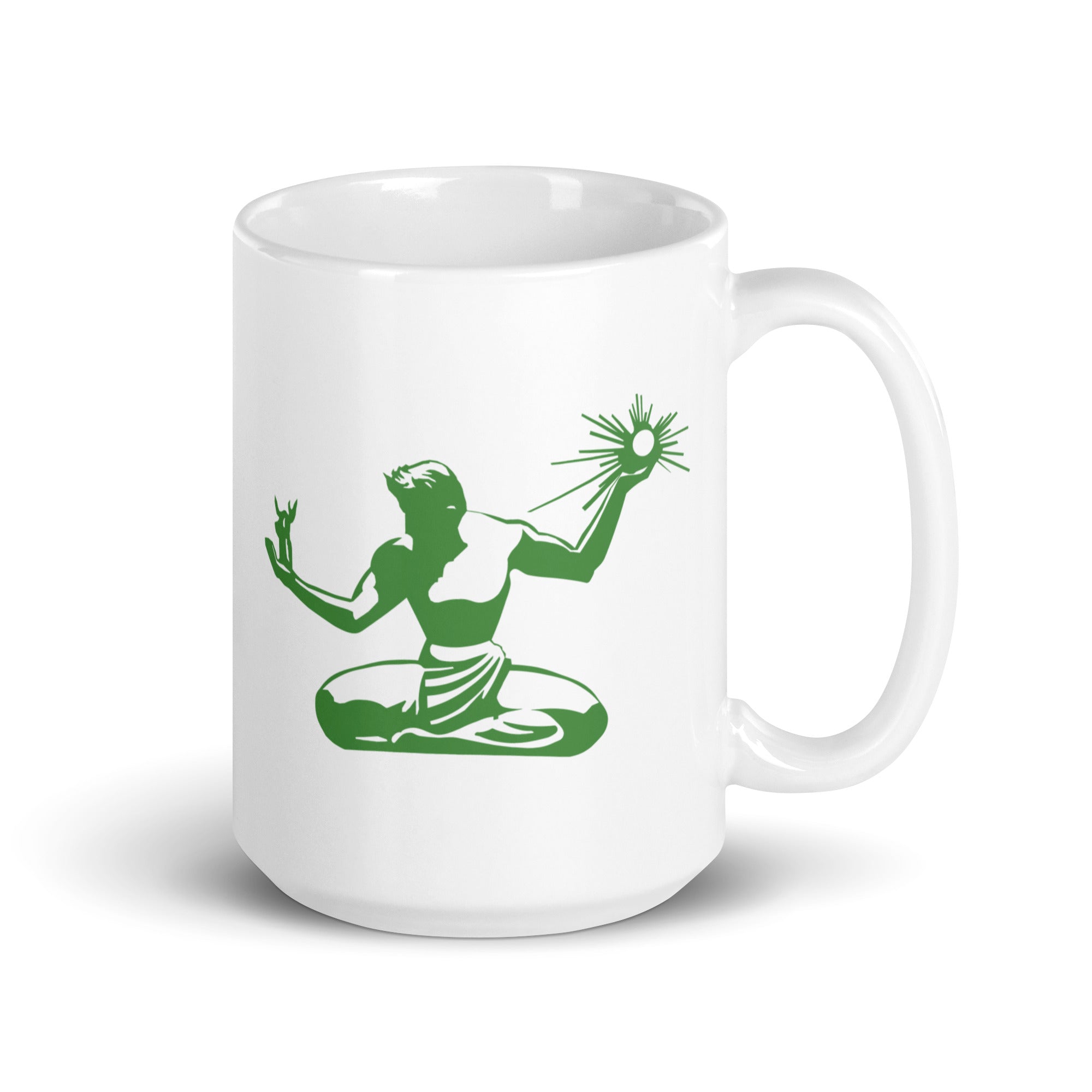 Spirit of Detroit Ceramic Coffee Mug 15 oz - White / Green Default Title