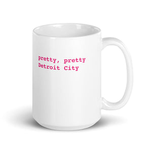 Pretty Pretty Detroit City Ceramic Coffee Mug 15 oz - White / Red Default Title