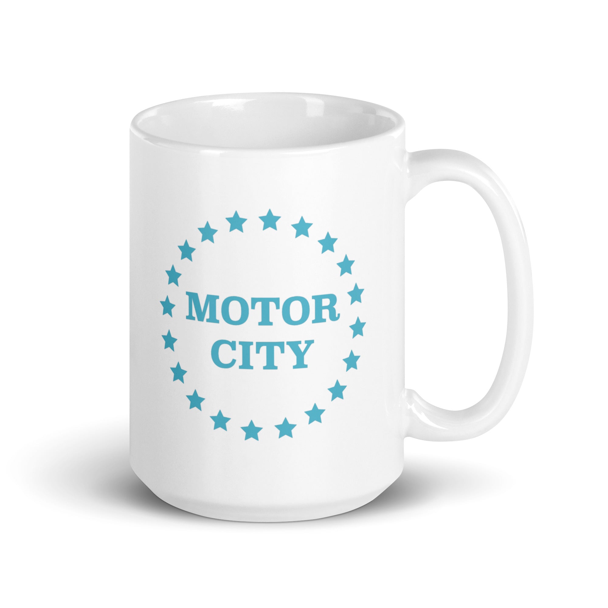 Motor City Stars Ceramic Coffee Mug 15 oz - White / Turquoise Default Title