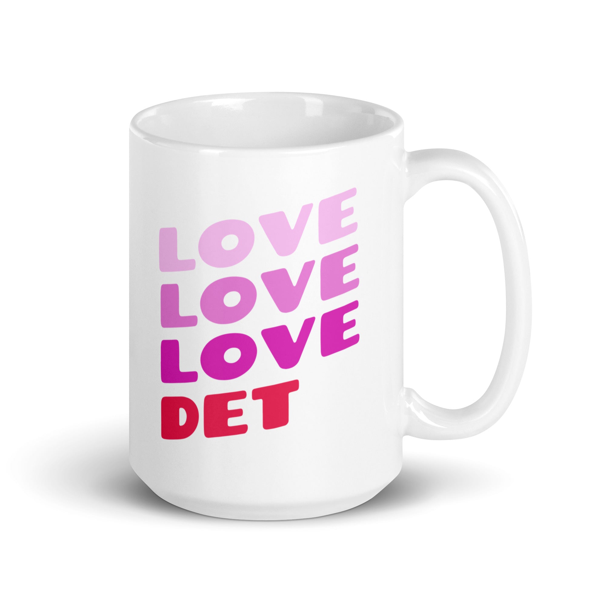 Love Love Love Det Ceramic Coffee Mug 15 oz - White mug Default Title