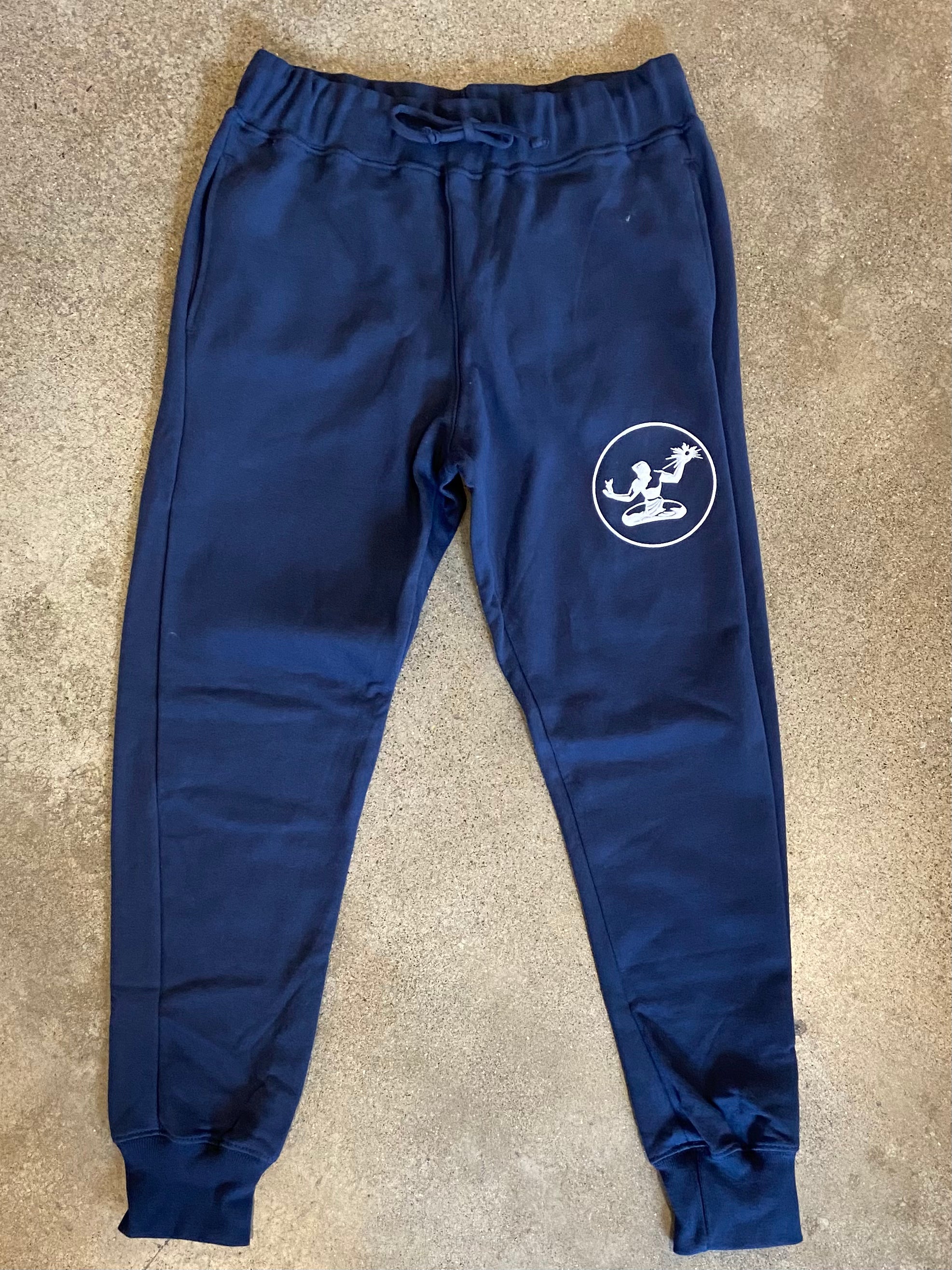 Spirit of Detroit Fleece Pocket Sweatpants / White + Navy / Unisex Sweatpants   
