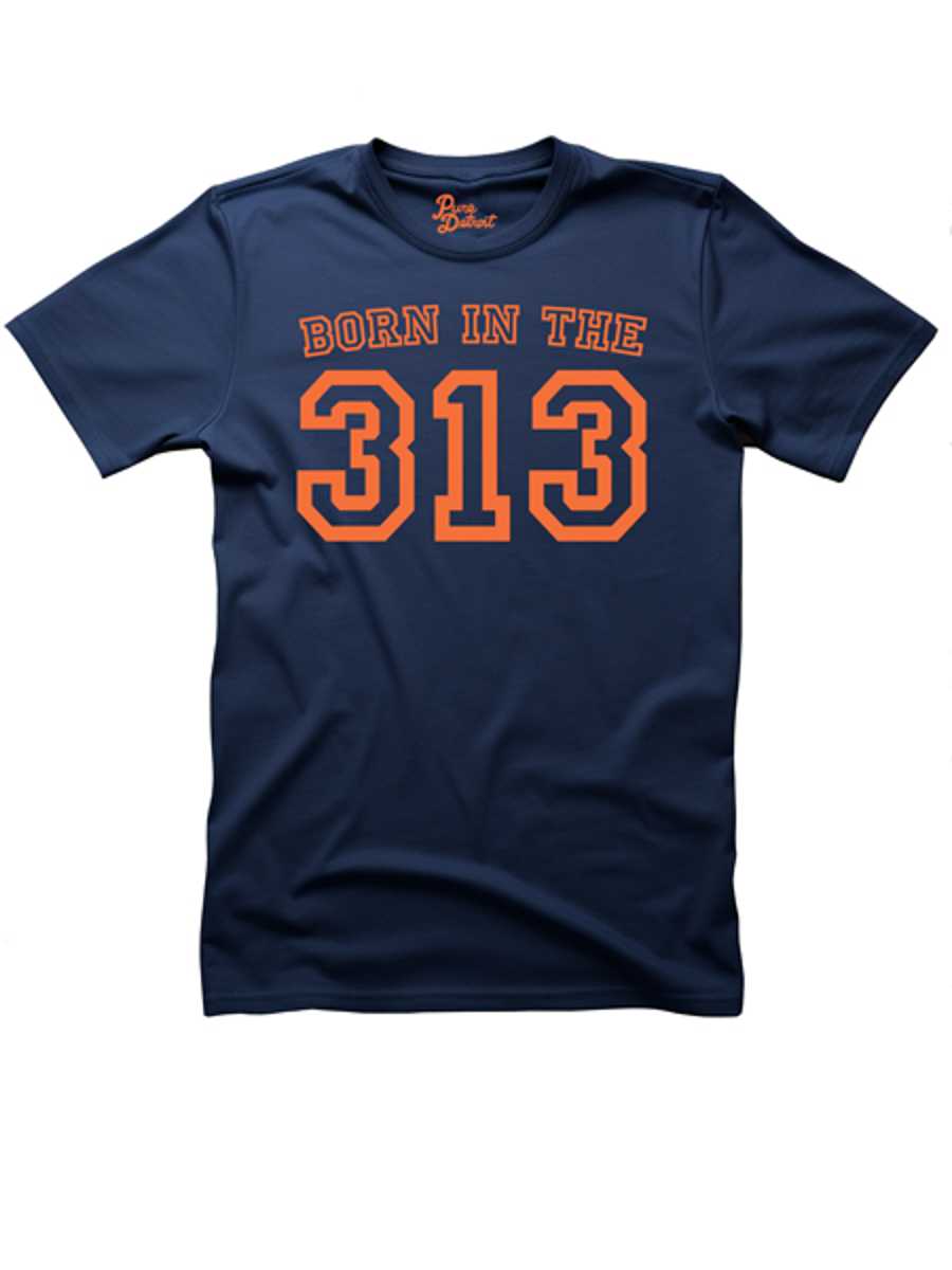Born in the 313 Unisex T-shirt - Orange / Navy Clothing   