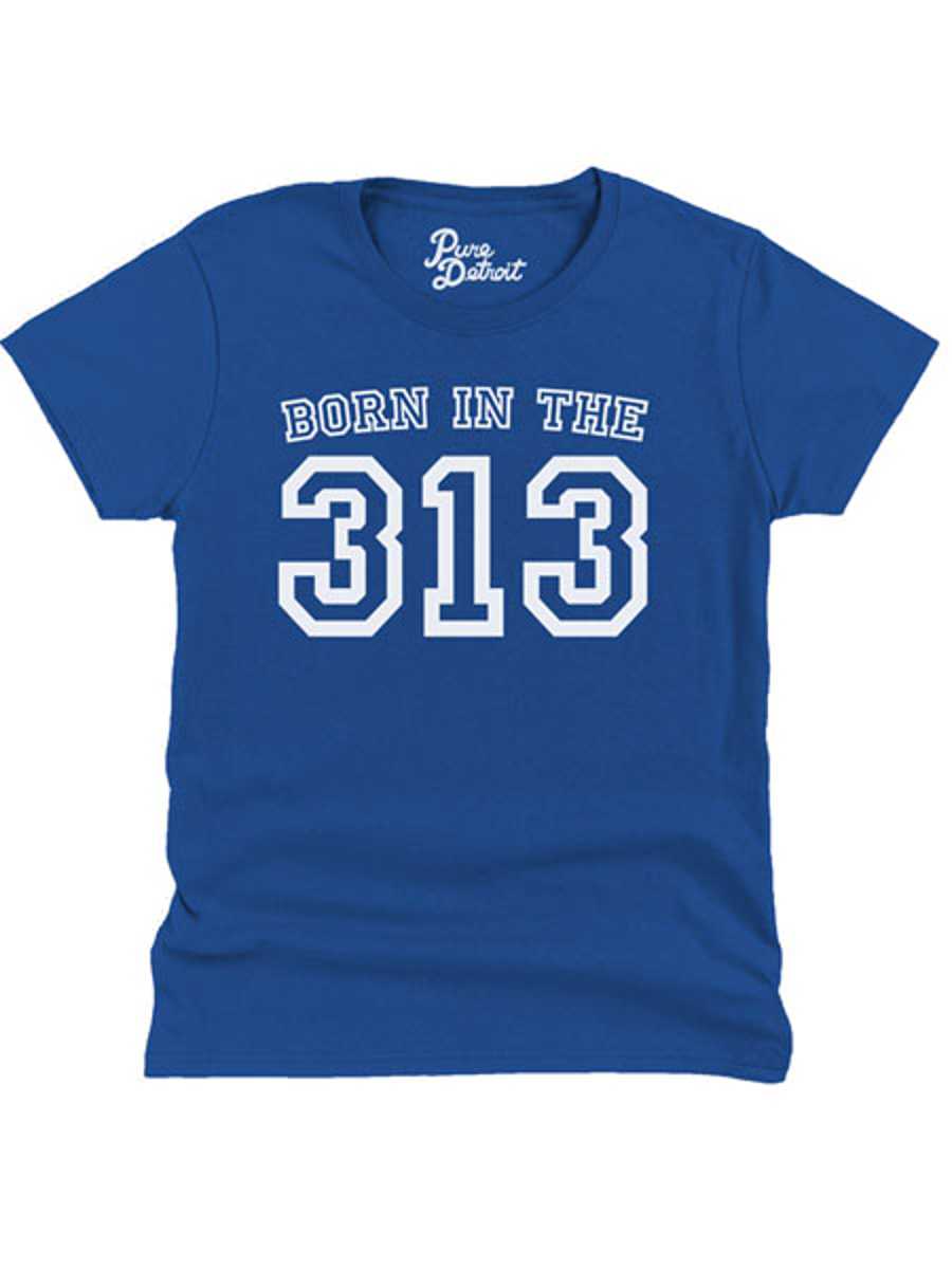 Born in the 313 Womens T-shirt - White / Royal Blue Clothing   