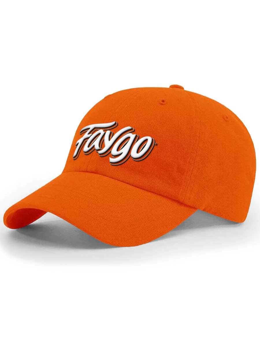 Faygo Logo Garment Washed Twill Hat - Raised Embroidery - Orange Headwear   