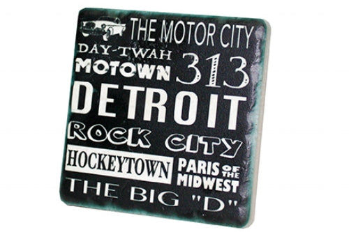 Vintage Detroit Lions Neon Porcelain Tile Coaster - Pure Detroit