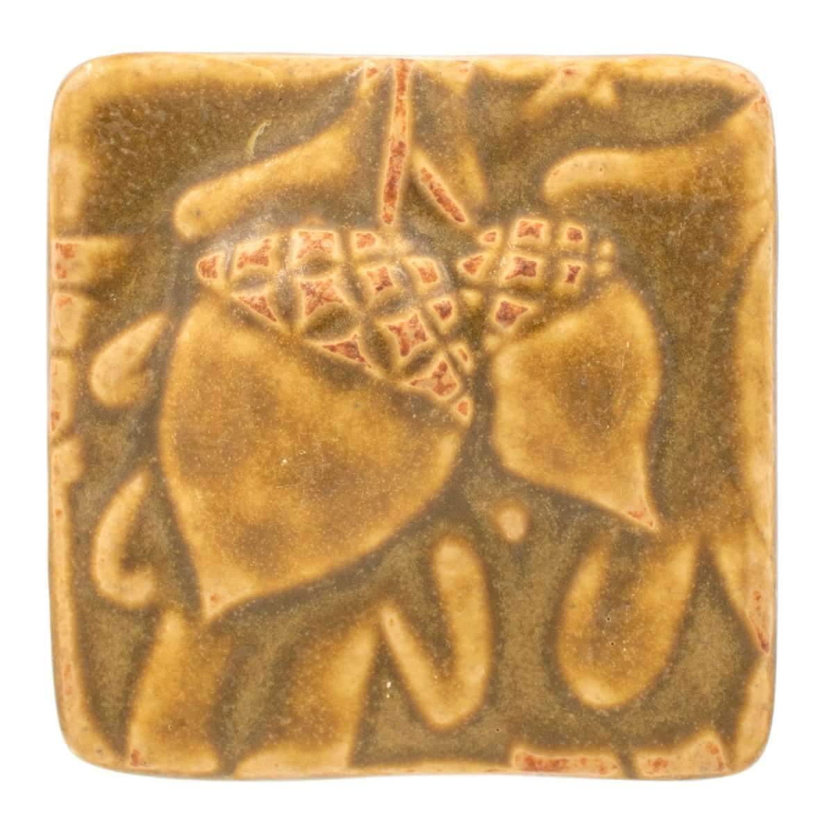 3x3 Acorn Pewabic Tile - Wheat Pewabic Pottery   