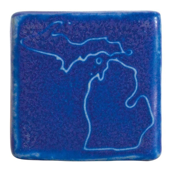 3x3 Michigan Pewabic Tile - Cobalt Pewabic Pottery   