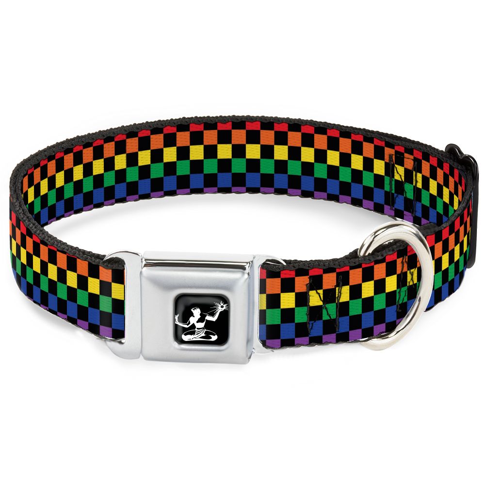 Spirit of Detroit Dog Collar / Rainbow Checker Dog Collar   