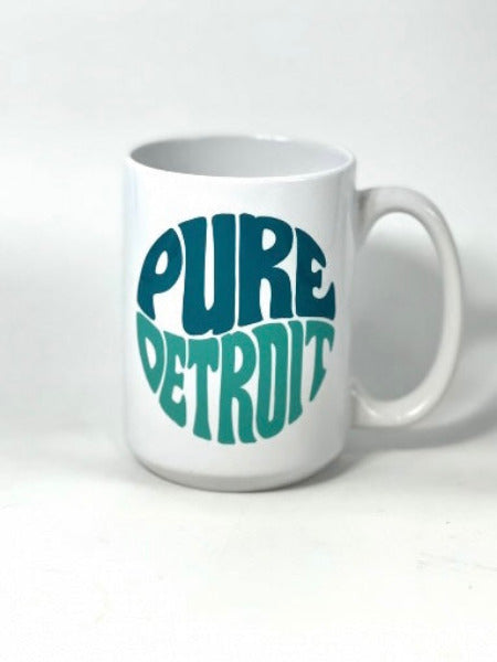 Pure Detroit Retro 16 oz Coffee Mug- Greens glass   