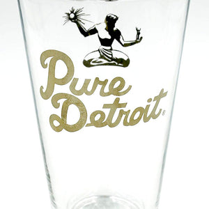 Pure Detroit 16 oz Pint Glass / Gold glass   