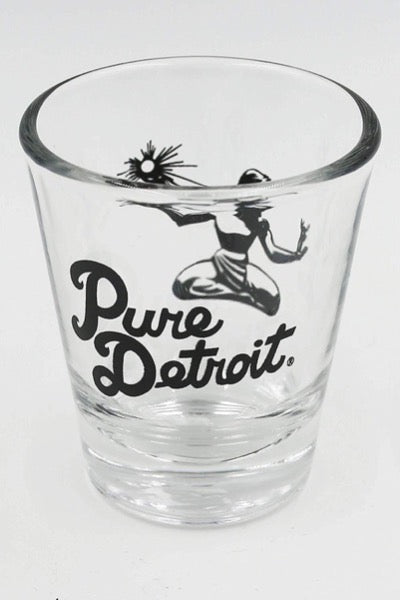 Pure Detroit 1.5 oz Shot Glass / Black glass   