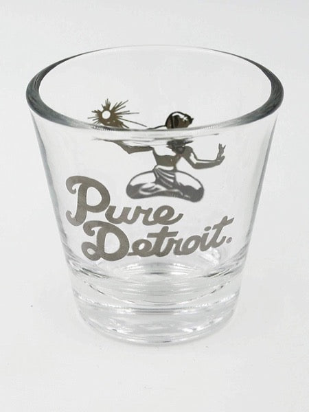 Pure Detroit 1.5 oz Shot Glass / Silver glass   