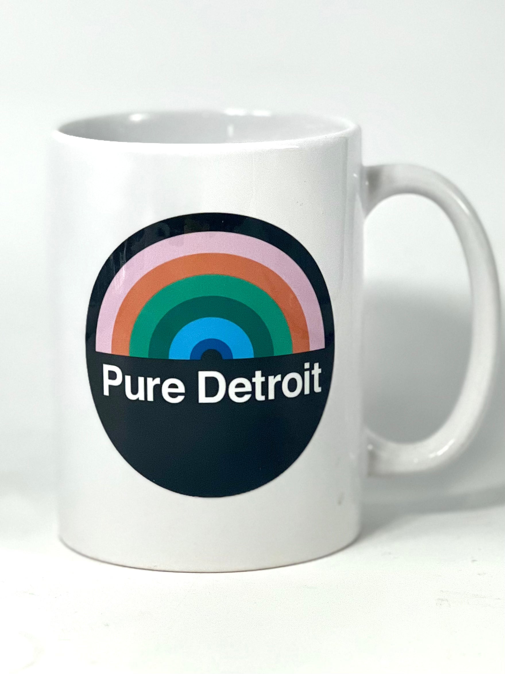 Pure Detroit Rainbow 16 oz Coffee Mug glass   