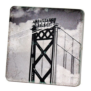 Ambassador Bridge Black & White Porcelain Tile Coaster Coasters   