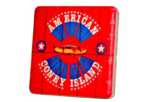 American Coney Island Porcelain Tile Coaster Coasters   