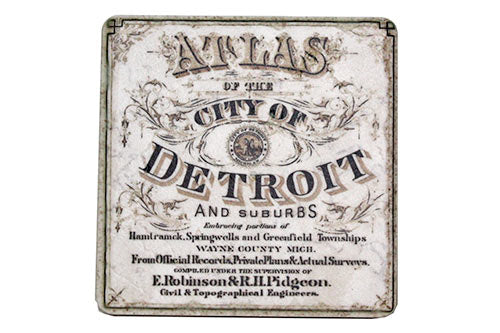 Vintage City of Detroit Atlas Tile Coaster Coasters   