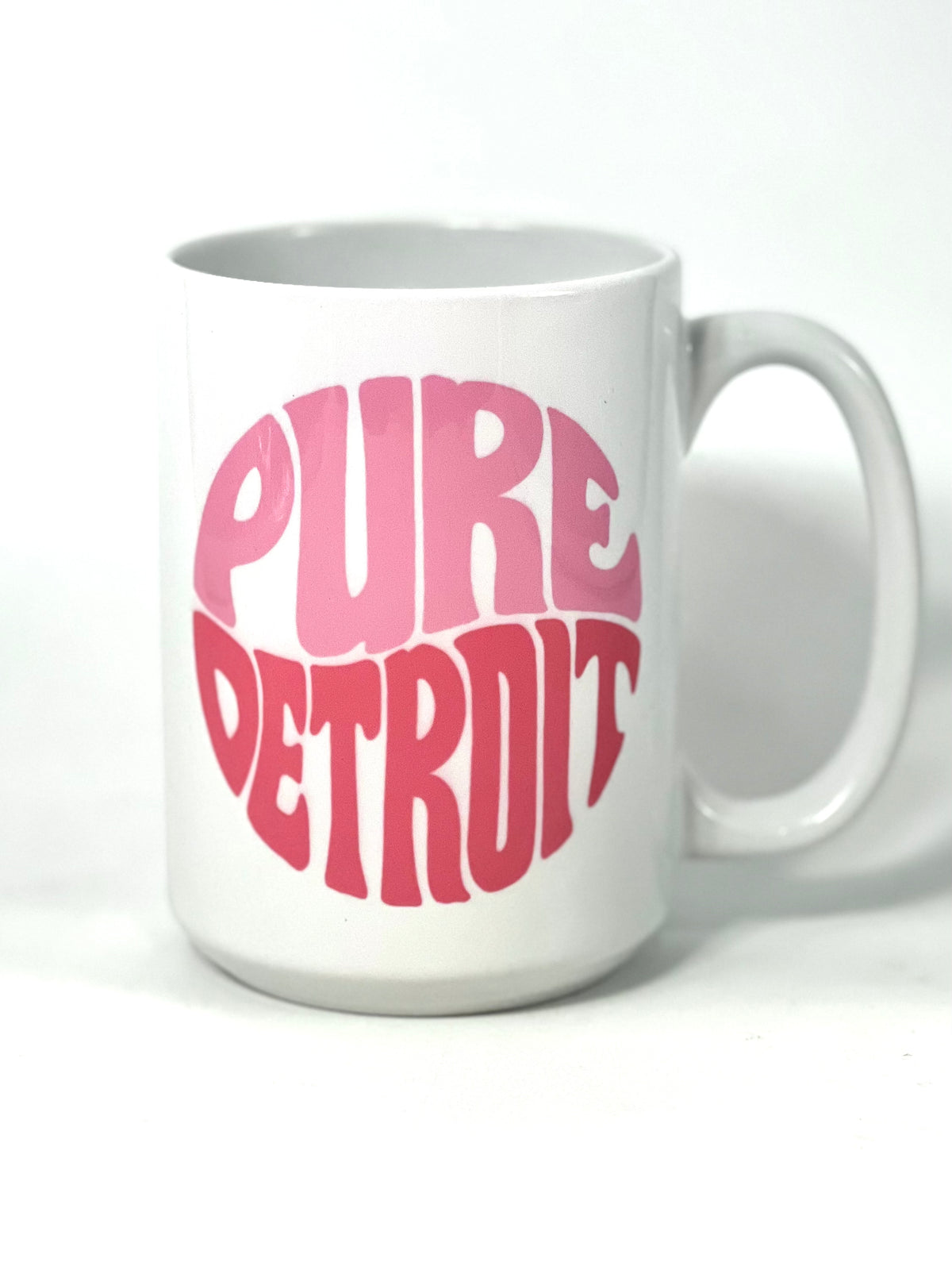Pure Detroit Retro 16 oz Coffee Mug- Pinks glass   