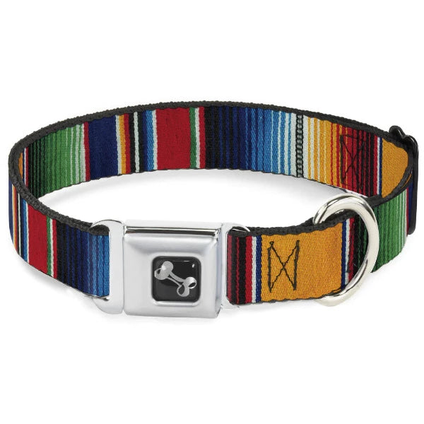 Spirit of Detroit Dog Collar / Multi Zarape Stripe Dog Collar   