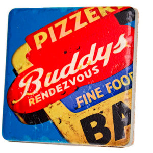 Buddy's Pizzeria Porcelain Tile Coaster Coasters   