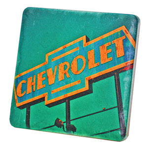 Retro Chevrolet Sign Porcelain Tile Coaster Coasters   