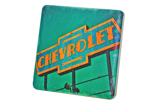 Retro Chevrolet Sign Porcelain Tile Coaster Coasters   