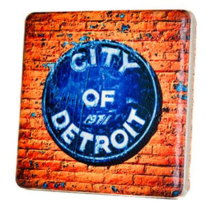 City of Detroit Emblem Porcelain Tile Coaster Coasters   