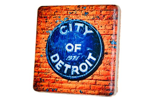 City of Detroit Emblem Porcelain Tile Coaster Coasters   