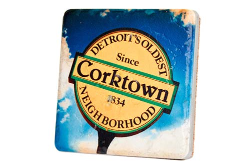 Corktown Detroit Porcelain Tile Coaster Coasters   