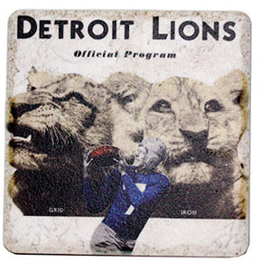 Vintage Detroit Lions Official Program Porcelain Tile Coaster Coasters   