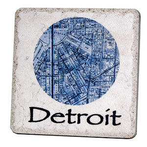 Detroit Globe Map Porcelain Tile Coaster Coasters   