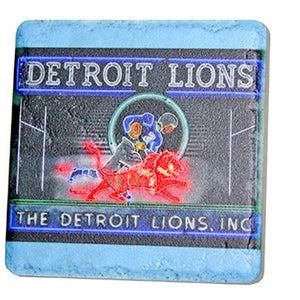 Vintage Detroit Lions Neon Porcelain Tile Coaster Coasters   