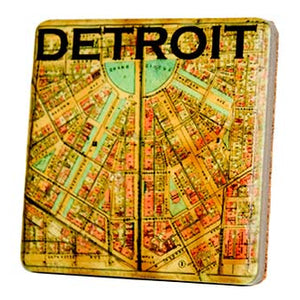 Vintage Detroit Street Map Porcelain Coaster Coasters   