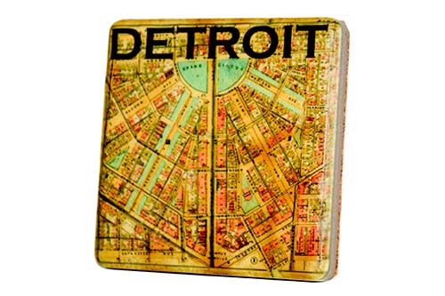 Vintage Detroit Street Map Porcelain Coaster Coasters   