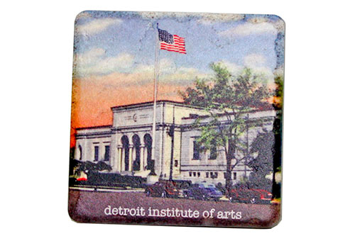 Vintage Detroit Institute of Art Porcelain Tile Coaster Coasters   